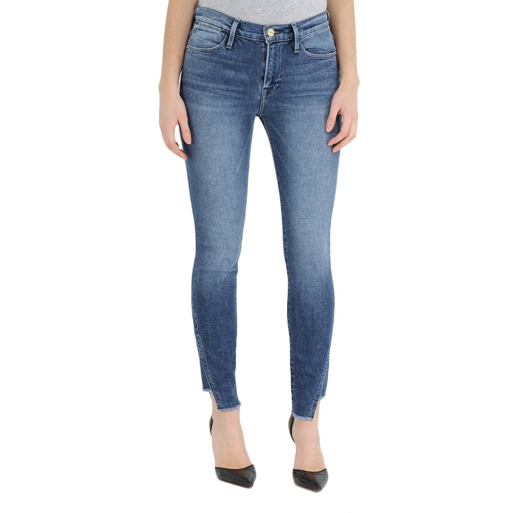 Frame Le High Skinny Gusset Step Hem Jeans In Oakley